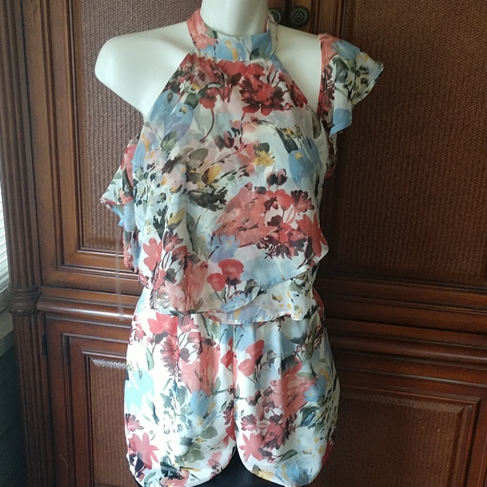 Floral Cold Shoulder Romper